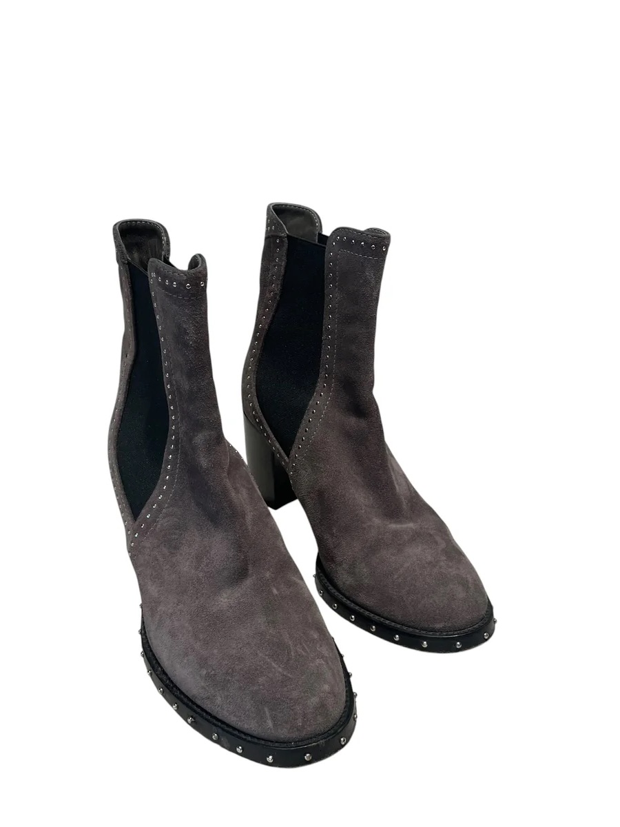 Jimmy Choo Dark Gray Suede Studded Ankle Boots